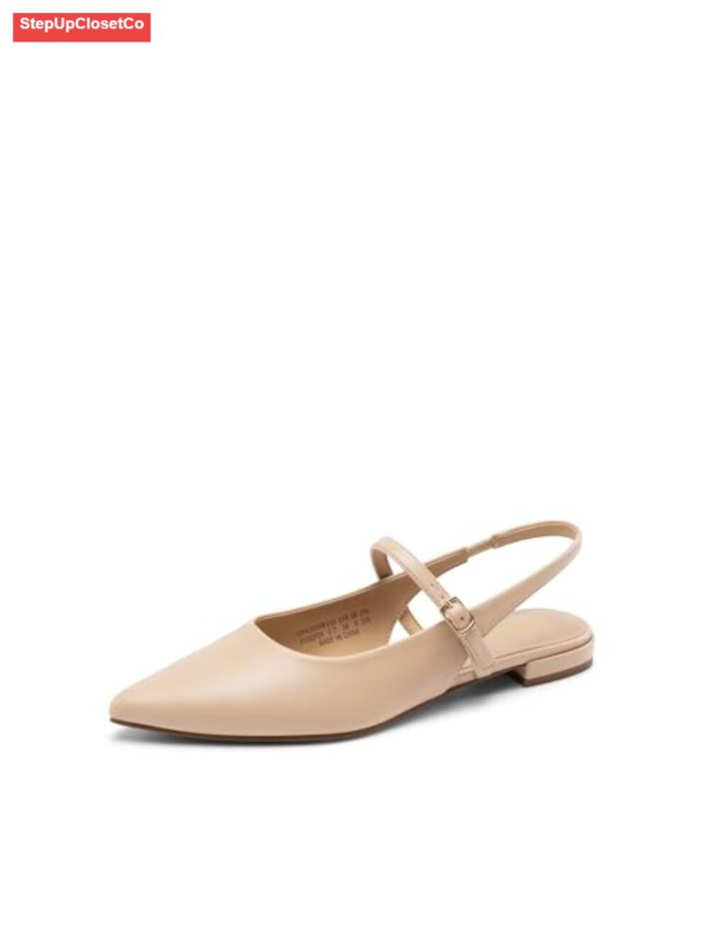 Slingback Dressy Mary Jane Ballet Flats Pointed Toe Faux Leather
